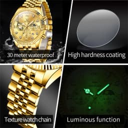 OLEVS 2932 High End Men's Watch Classic Lunar Phase Waterproof Stainless Steel Chronograph Watch Luxury Brand Quartz Men's Watch