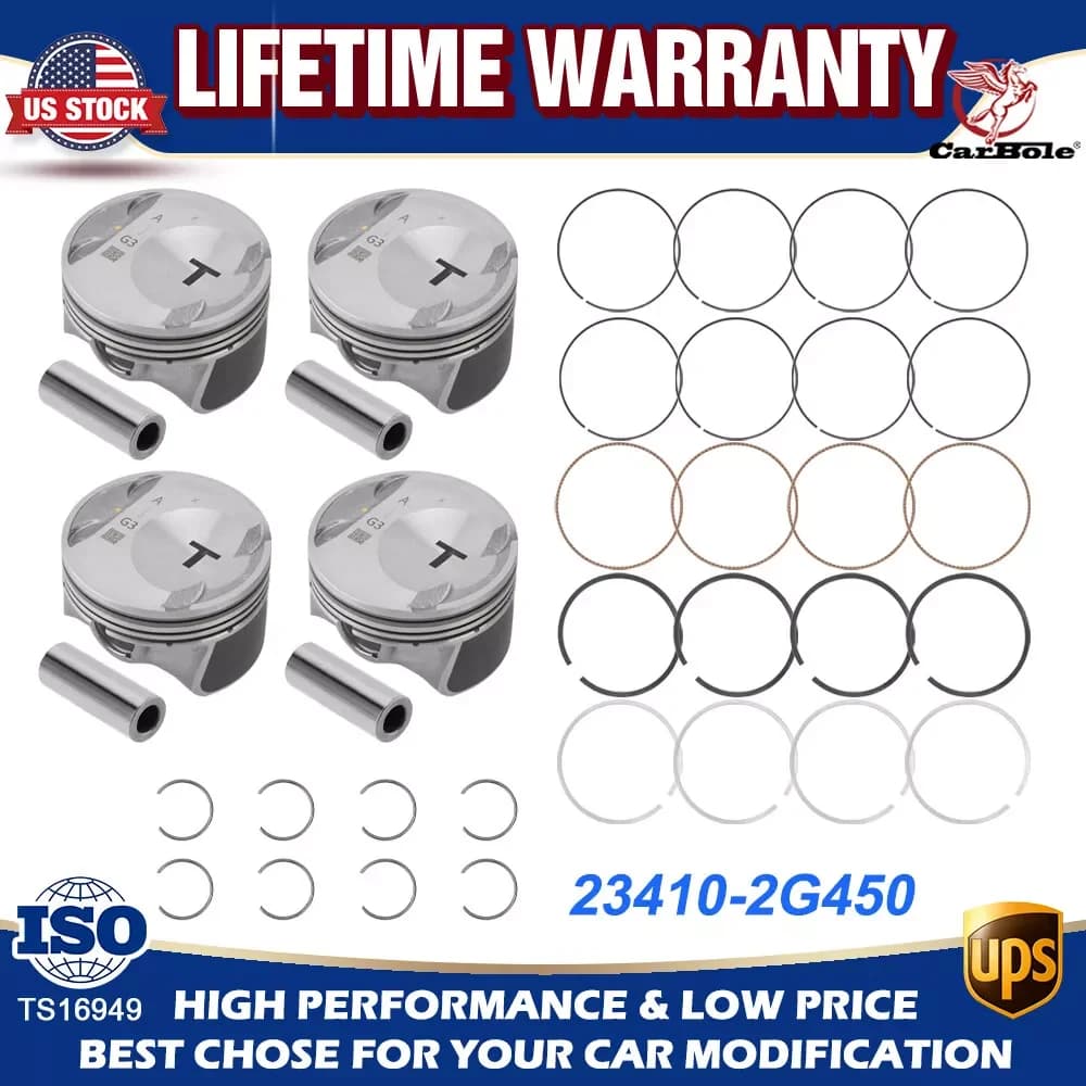 Carbole 2.0L Turbo Engine Piston & Ring Set For Hyundai Sonata Santa Fe Sport Kia Optima
