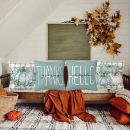 Autumn Pillow Covers Set Of 4 Thanksgiving Decorative Throw Couch Pillow Cases Decorative Linen 18X18Inch For Home Couch Sofa