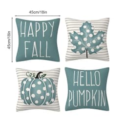 Autumn Pillow Covers Set Of 4 Thanksgiving Decorative Throw Couch Pillow Cases Decorative Linen 18X18Inch For Home Couch Sofa