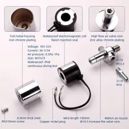 FARBIN Air Horn Solenoid Valve 1/4" NPT 12V/24V Electric Air Valve for Train Air Horn Chrome Plated Chrome Plated Metal Housing