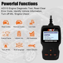 ANCEL AD310 Car Full OBD2 Diagnostic Tools OBD II Automotive Professional Auto Code Reader Scanner Check Engine Light DTC Lookup
