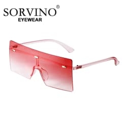 SORVINO Rimless Oversized Square Sunglasses Fashion Women Shades UV400 Vintage Flat Top One Piece Gradient Lens Sun Glasses