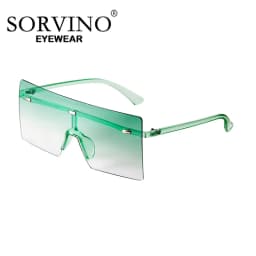 SORVINO Rimless Oversized Square Sunglasses Fashion Women Shades UV400 Vintage Flat Top One Piece Gradient Lens Sun Glasses