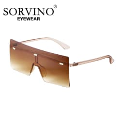 SORVINO Rimless Oversized Square Sunglasses Fashion Women Shades UV400 Vintage Flat Top One Piece Gradient Lens Sun Glasses
