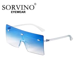 SORVINO Rimless Oversized Square Sunglasses Fashion Women Shades UV400 Vintage Flat Top One Piece Gradient Lens Sun Glasses