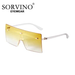 SORVINO Rimless Oversized Square Sunglasses Fashion Women Shades UV400 Vintage Flat Top One Piece Gradient Lens Sun Glasses