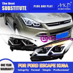 AKD Head Lamp for Ford Kuga Escape LED Headlight 2013-2016 Headlights Kuga Escape DRL Turn Signal High Beam Angel Eye Projector