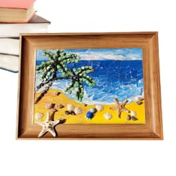 Sea Glass Artwork Beach Art Kit Sea Glass Pieces Handmade Picture Frame Arts & Crafts Kit Framed Sea Glass Decor Wall Art Home