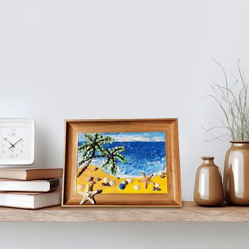 Sea Glass Artwork Beach Art Kit Sea Glass Pieces Handmade Picture Frame Arts & Crafts Kit Framed Sea Glass Decor Wall Art Home