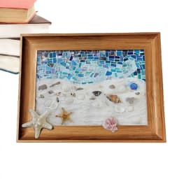 Sea Glass Artwork Beach Art Kit Sea Glass Pieces Handmade Picture Frame Arts & Crafts Kit Framed Sea Glass Decor Wall Art Home