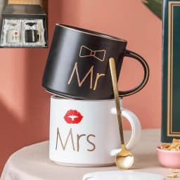 1Pc 450ml Ceramic Couple Mug Bone Water Cup Ceramic Mug Wedding Gift Valentine's Day Gift Christmas Gift Coffee Mug