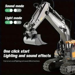Remote control excavator toys, construction toys with metal shovels, lighting, various simulated sound effects, 2.4GHz 680 degre
