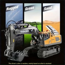 Remote control excavator toys, construction toys with metal shovels, lighting, various simulated sound effects, 2.4GHz 680 degre
