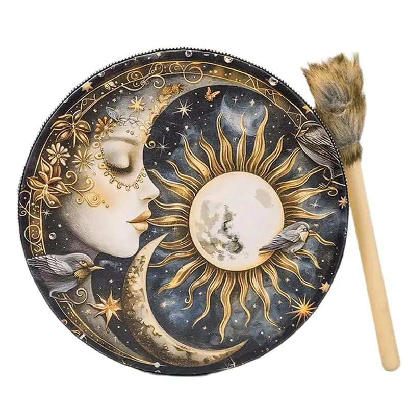 Shamanic Drum Creative Handmade Frame Drum Fashionable 10 Inch Egyptian Pharaoh Moon Goddess Drum Hand Drum with Drum Stick for