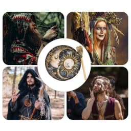 Shamanic Drum Creative Handmade Frame Drum Fashionable 10 Inch Egyptian Pharaoh Moon Goddess Drum Hand Drum with Drum Stick for