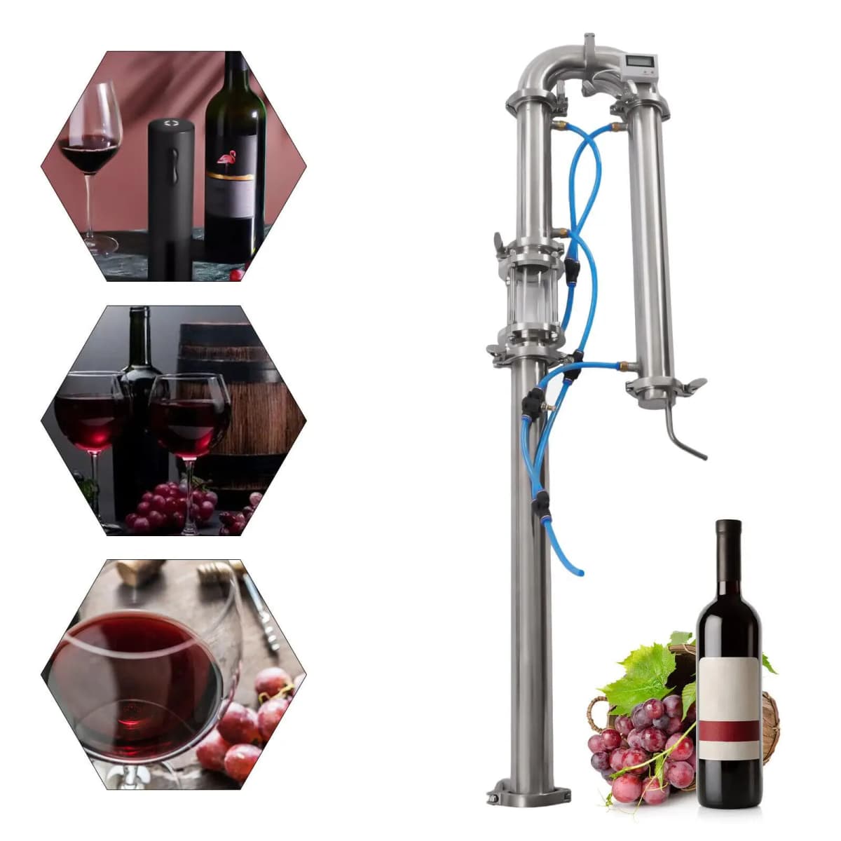 2inch Stainless Steel Moonshine Reflux Distilling Column Brew Wine Making Tool Tubular Distillation Tower Mesh Brewing Equipment