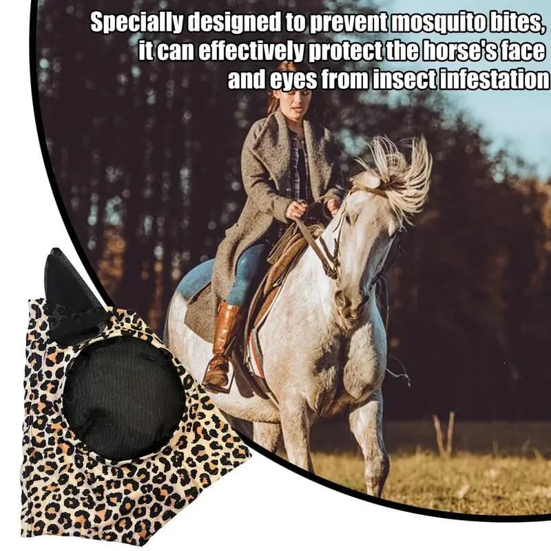 Horse Fly Face Cover Leopard Print Pattern Equestrian Supplies Comfortable Breathable Anti-Mosquitoes Cover Horse Care Product