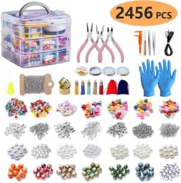 2456-Piece Deluxe DIY Bead Jewelry Making Kit - Includes Beads, Findings, and Accessories for Creating Unique Bracelets, Necklac
