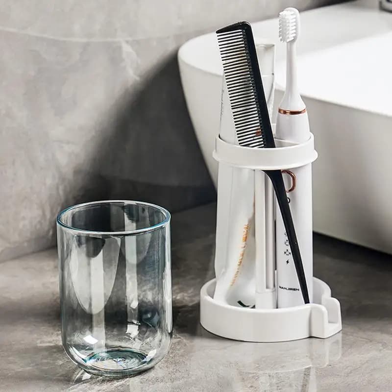 Toothbrush Holder And Cup 3 Slots Travel Tooth Brush Stand Toothbrush Storage Bathroom Gadgets Bathroom Organizer For Electric
