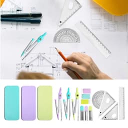 Geometry Kit Set Compass And Protractor Set With Iron Box 7X Math Geometry Compass Student Supplies Protractor And Compass Set