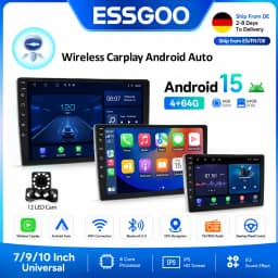 ESSGOO Android 15 Wireless Carplay Car Radio 2 Din 7"/9"/10" GPS Navigator MP5 Player Glass Screen Wi-Fi FM BT Auto Car Stereo