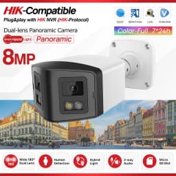 4MP 8MP Dual Light Panoramic Camera POE Built in Mic Speaker Human Detect Color Night Vision Surveillance Hikvision Compatible