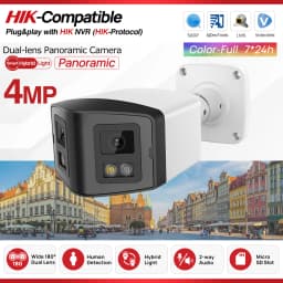 4MP 8MP Dual Light Panoramic Camera POE Built in Mic Speaker Human Detect Color Night Vision Surveillance Hikvision Compatible