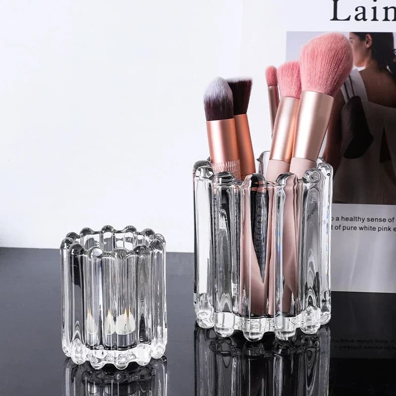 Cosmetic Brush Storage Box Living Room Bedroom Desk Light Luxury Ornaments Makeup Brush Eyebrow Pencil Crystal Glass Pen Holder