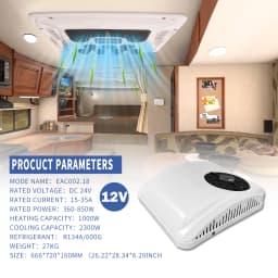 Treeligo 12V Cooling Roof Air Conditioner Electric Cool RV Rooftop Parking AC Unit for Truck Camper Van Caravans Motor Home