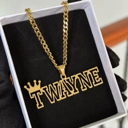 New Customized Name Necklace Stainless Steel Thick Ancient Ba Chain Name Pendant Necklace Hollow out Name Initial Crown Necklace