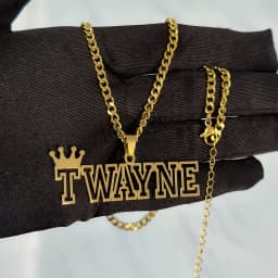 New Customized Name Necklace Stainless Steel Thick Ancient Ba Chain Name Pendant Necklace Hollow out Name Initial Crown Necklace