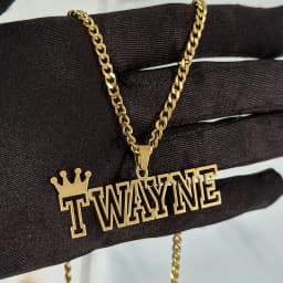 New Customized Name Necklace Stainless Steel Thick Ancient Ba Chain Name Pendant Necklace Hollow out Name Initial Crown Necklace