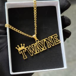 New Customized Name Necklace Stainless Steel Thick Ancient Ba Chain Name Pendant Necklace Hollow out Name Initial Crown Necklace