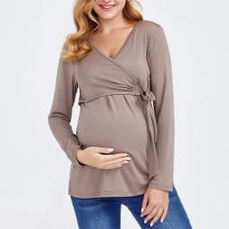 Mama Clothes Maternity Blouses Long Sleeve V-neck Breastfeeding Shirt Tops Pregnancy Clothing Nursing Casual Pregnant Shirts2022