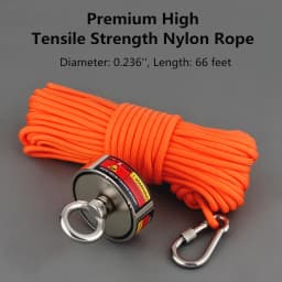 500kg Strong Neodymium Round Magnet Set with 20m Rope Claw 250kg*2 Outdoor Fishing Doulbe Sided Combined Metal Detecting