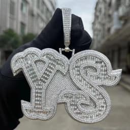 Bubble Letter Men Necklace Custom Name Pendant Iced Out Personalized Baguette Charms Hip Hop Jewelry