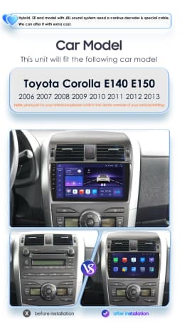 9 Inch Android Car Radio Carpaly GPS for Toyota Corolla 10 E140 E150 2006 2007 2008 2009 2010 Car Multimedia Video stereo Player