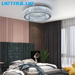 Modern Big Crystal Ceiling Lamp LED Light Circle Chandelier Lustre Indoor Bedroom RC Dimmable Fixtures Living Room Hotel Decor