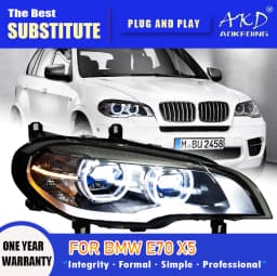 AKD Head Lamp for BMW E70 LED Headlight 2007-2014 Headlights X5 DRL Turn Signal High Beam Angel Eye Projector Lens