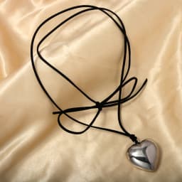 Women Large Puffed Heart String Choker Necklace Gothic Love Heart Pendant Layer Lace Rope Leather Chain Cool Y2K Party Jewelry