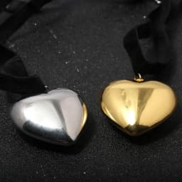 Women Large Puffed Heart String Choker Necklace Gothic Love Heart Pendant Layer Lace Rope Leather Chain Cool Y2K Party Jewelry