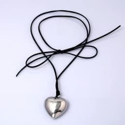 Women Large Puffed Heart String Choker Necklace Gothic Love Heart Pendant Layer Lace Rope Leather Chain Cool Y2K Party Jewelry