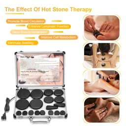 VARON Hot Stones Massage Set, 18 Pcs Basalt Hot Stones with Heater Kit, Massage Stones for Home spa, Relaxing 110V