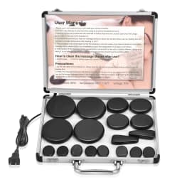 VARON Hot Stones Massage Set, 18 Pcs Basalt Hot Stones with Heater Kit, Massage Stones for Home spa, Relaxing 110V