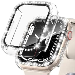 Glass+Case For Apple Watch series 8 7 6 5 4 3 SE Diamond bumper Screen Protector+cover iWatch case 45mm 41mm 44mm 40mm 42mm 38mm