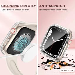 Glass+Case For Apple Watch series 8 7 6 5 4 3 SE Diamond bumper Screen Protector+cover iWatch case 45mm 41mm 44mm 40mm 42mm 38mm