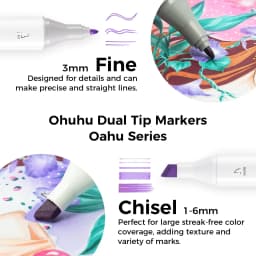 Ohuhu Oahu Marker Pen Alcohol Art Markers Color Marker Set Dual Tips Felt Pen Sketching Drawing Graffiti Manga School Supplies