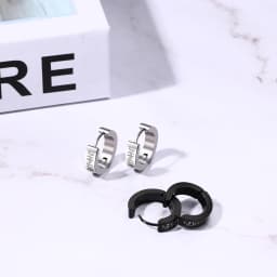 BONISKISS 2 Pairs Norse Viking Earrings Stainless Steel Nordic Elder Futhark Runes Hoop Huggie Hinged Fake Stud Men Women Unisex