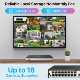 ZOSI 5MP 16CH PoE CCTV Video Surveillance System with Audio Outdoor Night Vision PoE Security IP Cameras 4TB for 24/7 Recording
